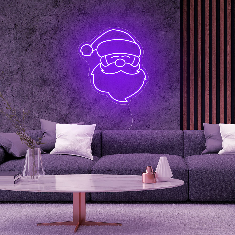 Santa Claus LED Neon Sign in Purple