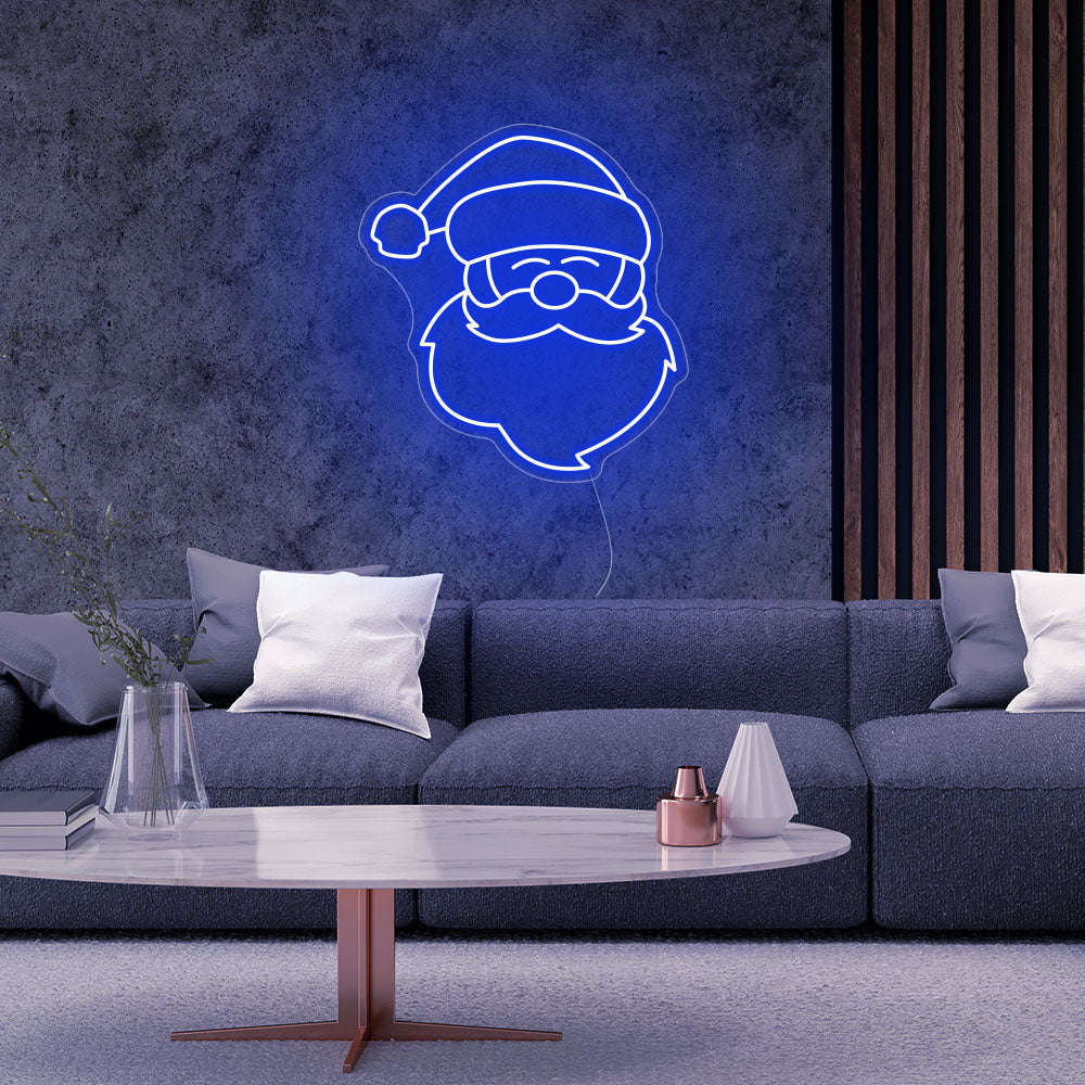 Santa Claus LED Neon Sign in Ice Blue