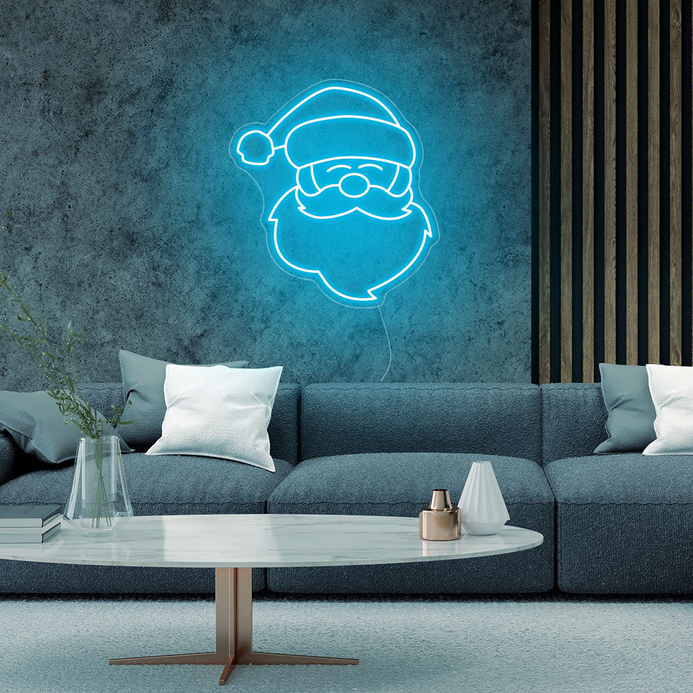 Santa Claus LED Neon Sign in Blue