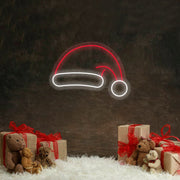 Santa Hat LED Neon Sign (Style 1) in Red + White