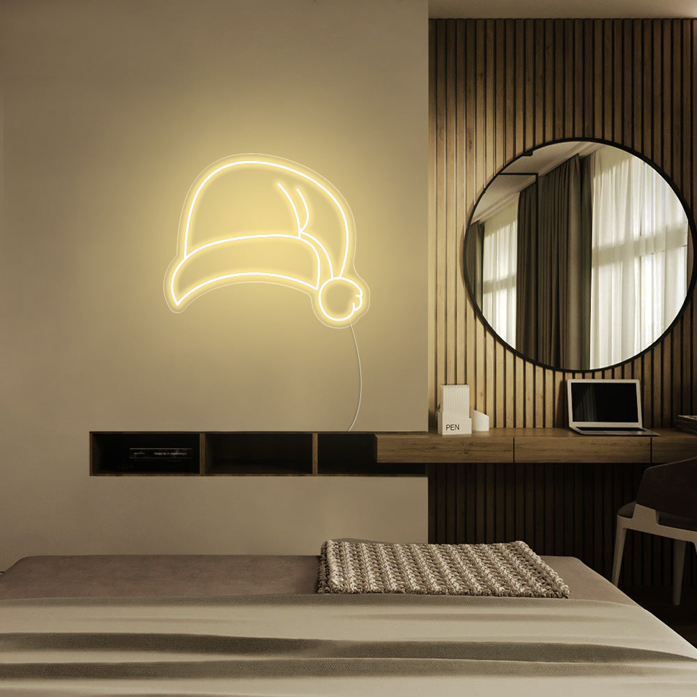 Santa Hat LED Neon Sign (Style 2) in Warm White