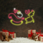 Santa Is Coming Soon LED Neon Sign in Red + White + Yellow