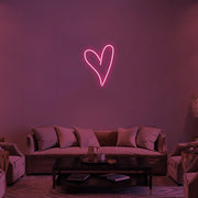 Script Heart LED Neon Sign in Hot Pink