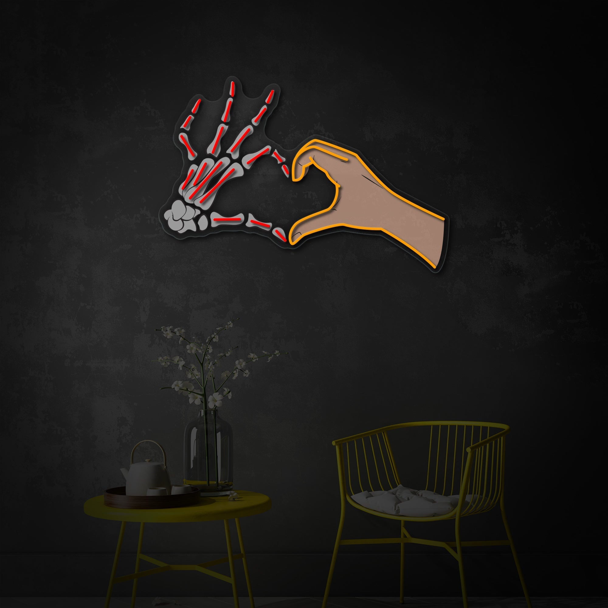 Skeleton Love Hands LED Neon Sign | Gothic Art