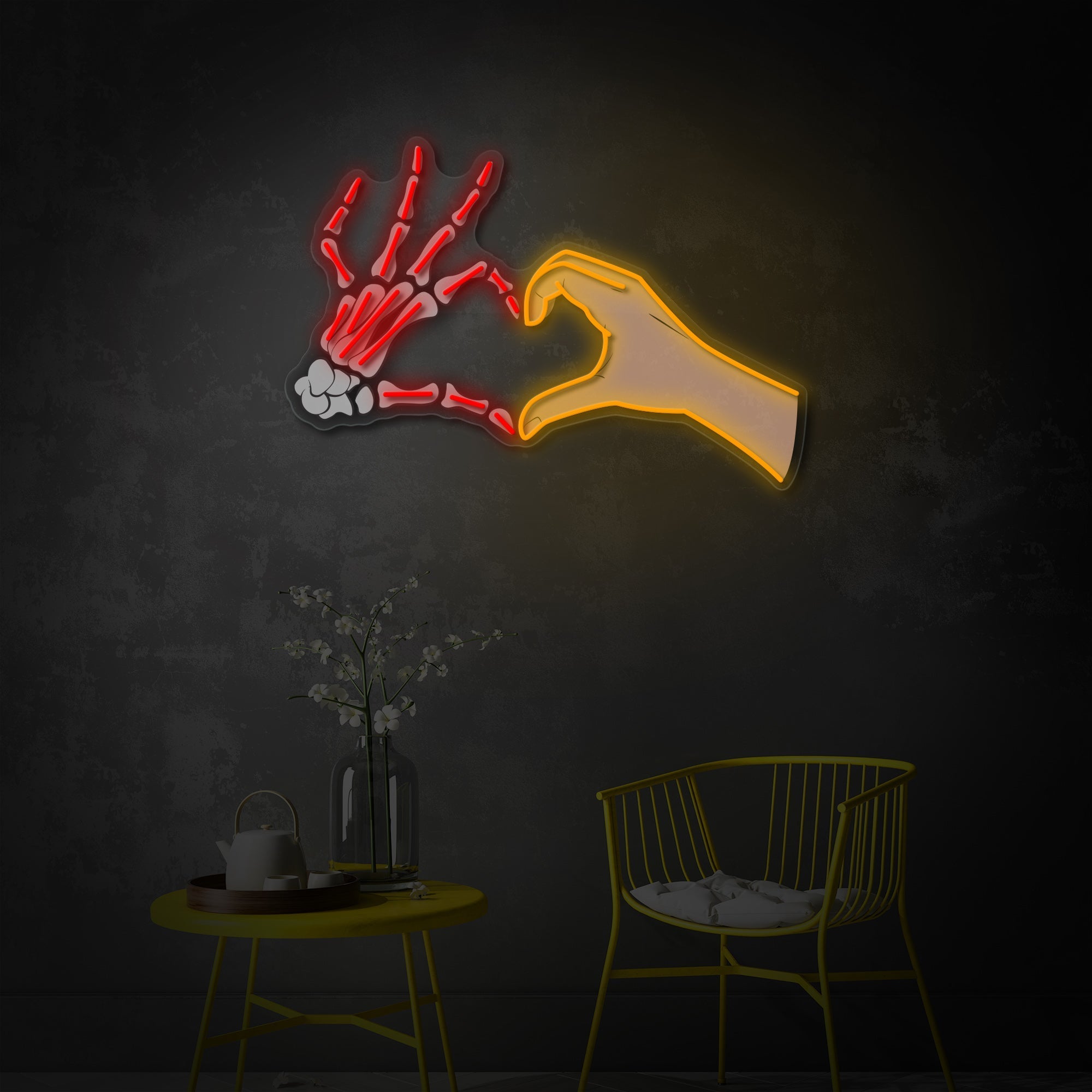 Skeleton Love Hands LED Neon Sign | Gothic Art