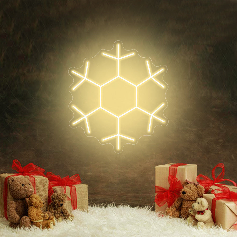 Snowflakes LED Neon Sign in Warm White