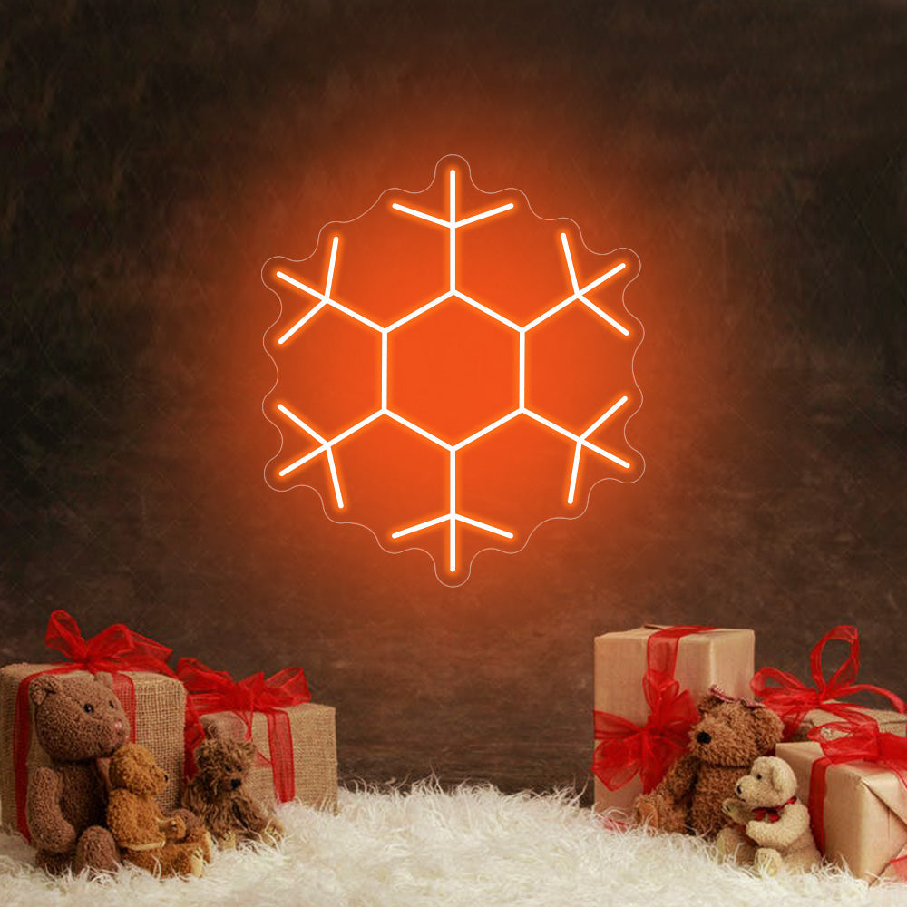 Snowflakes LED Neon Sign in Orange