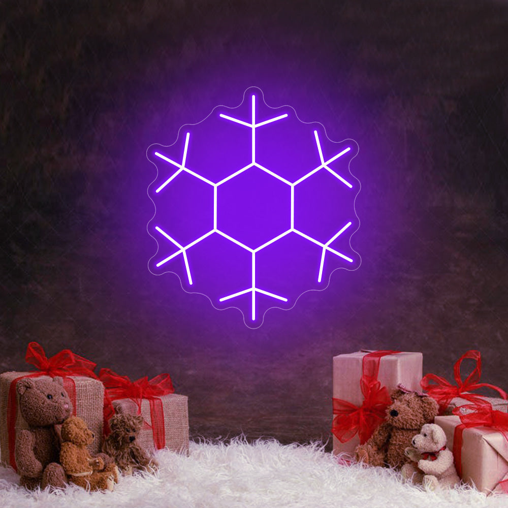 Snowflakes LED Neon Sign in Purple