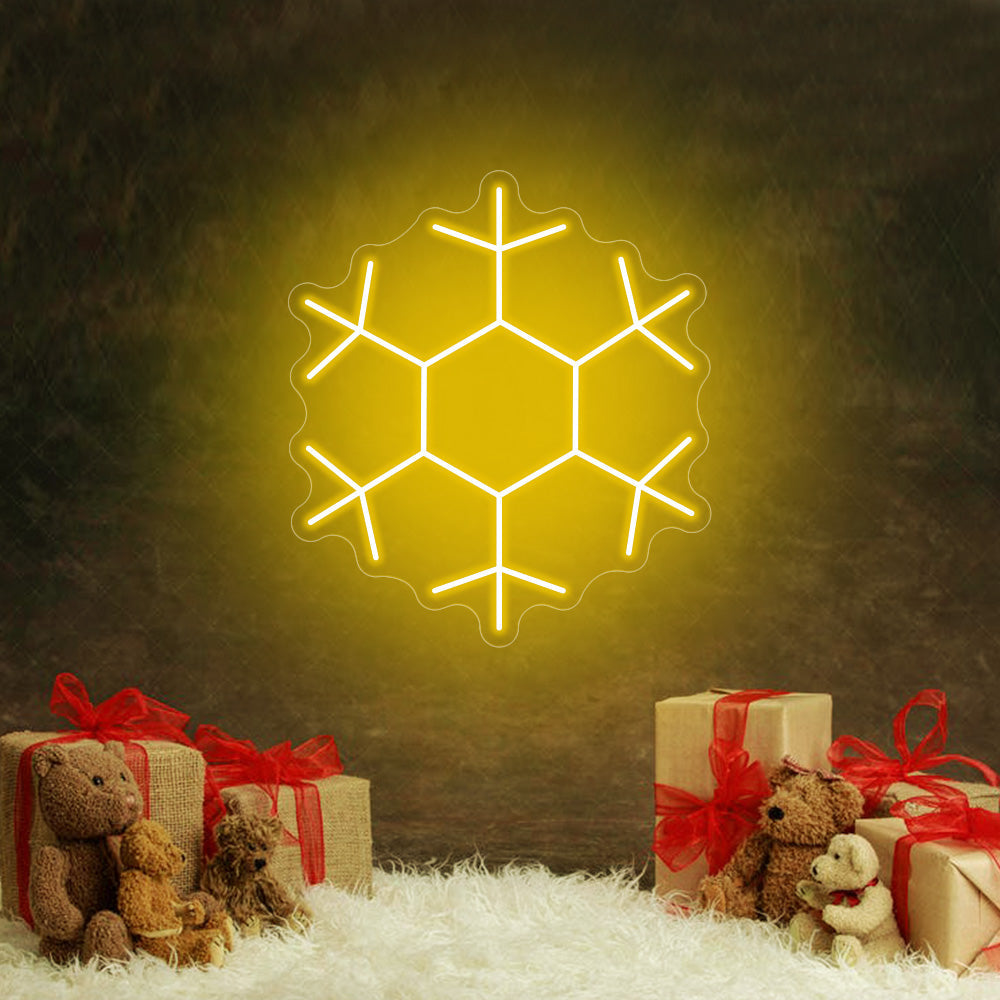 Snowflakes LED Neon Sign in Yellow