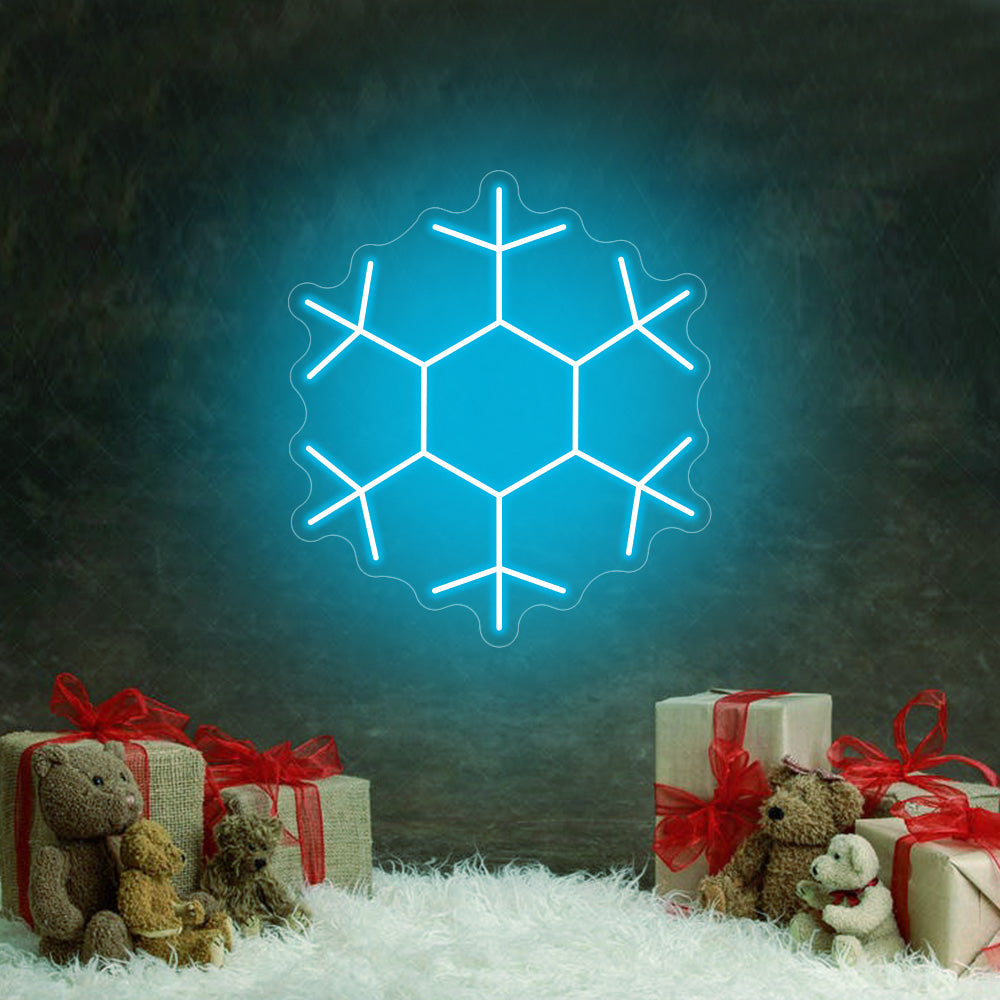 Snowflakes LED Neon Sign in Ice Blue