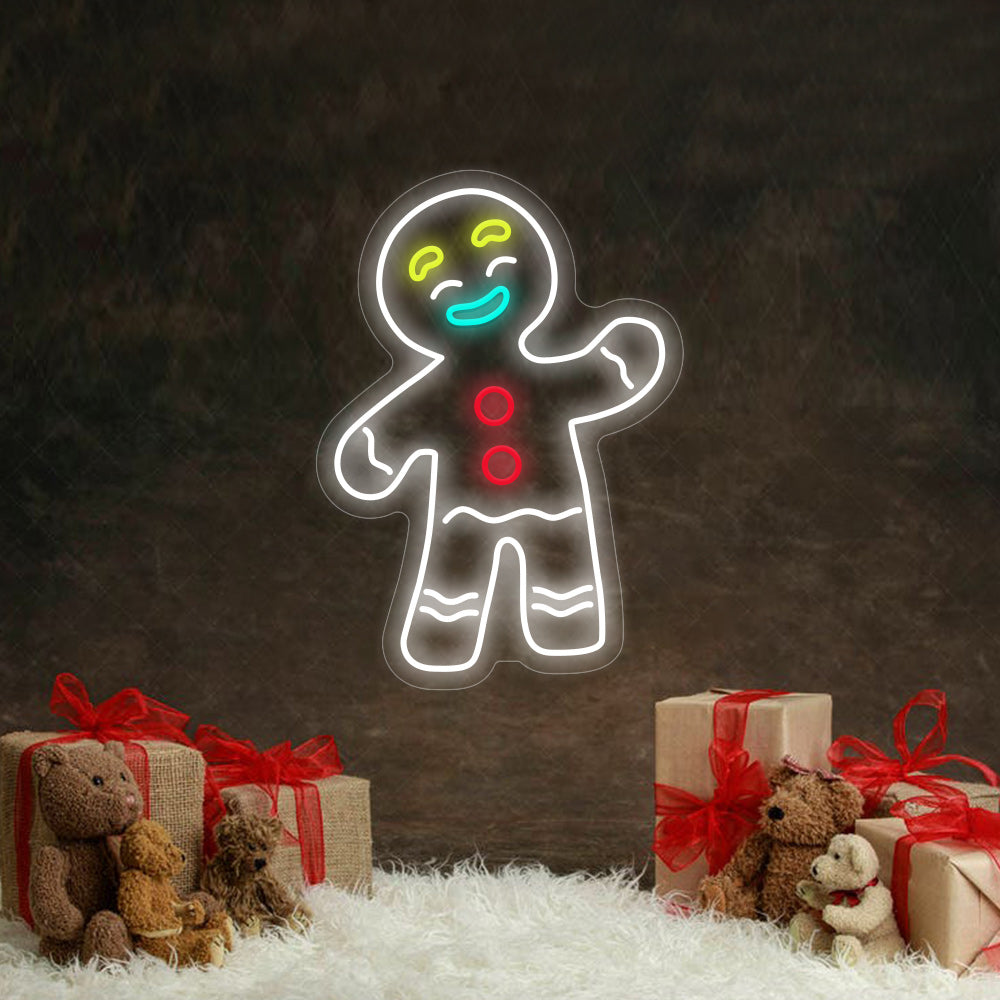 Snowman and Gingerbread Man LED Neon Sign in Cool White
