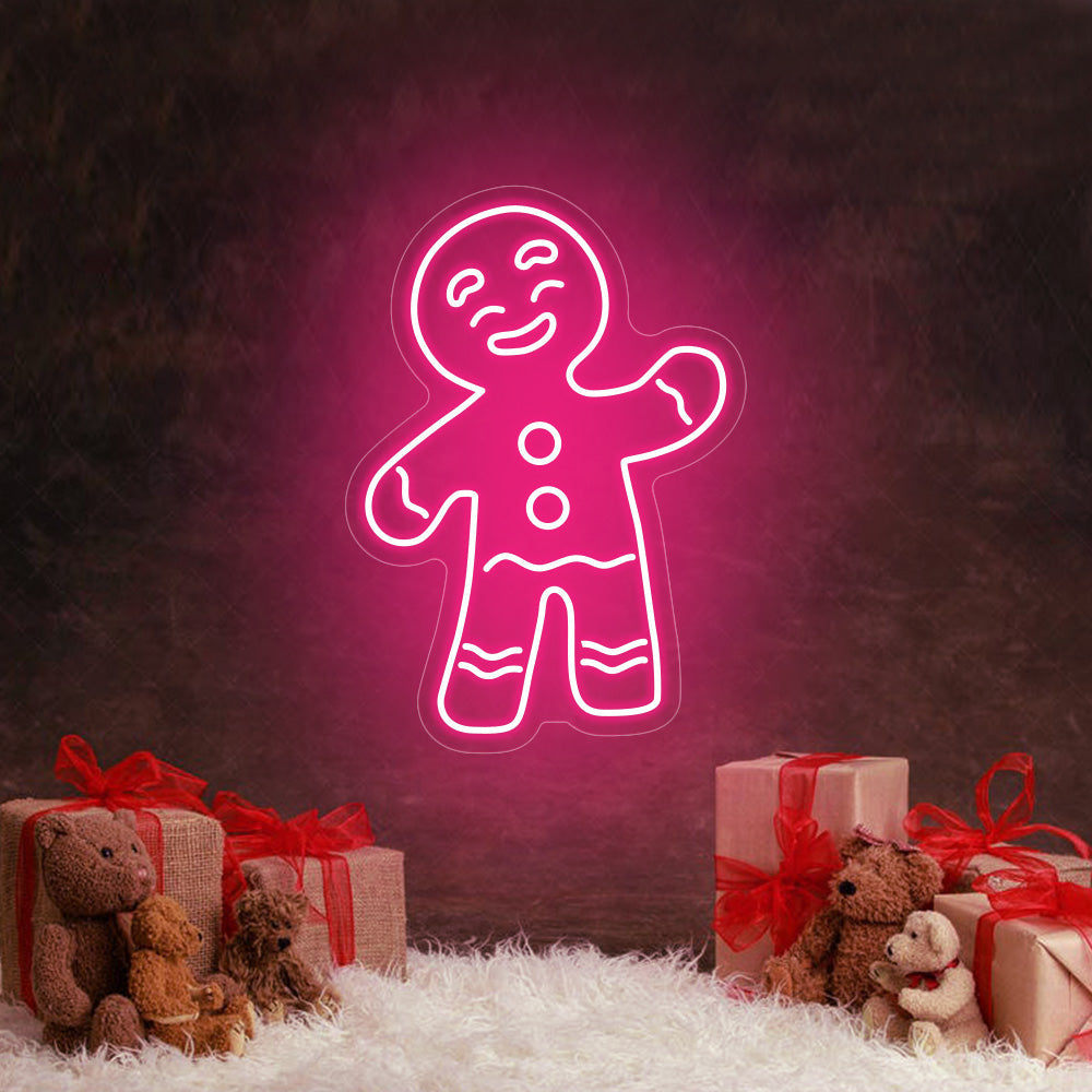 Snowman and Gingerbread Man LED Neon Sign in Warm White