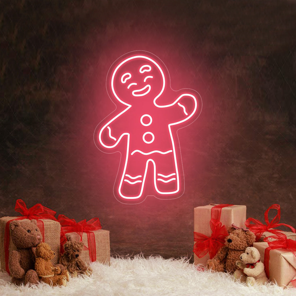 Snowman and Gingerbread Man LED Neon Sign in Red