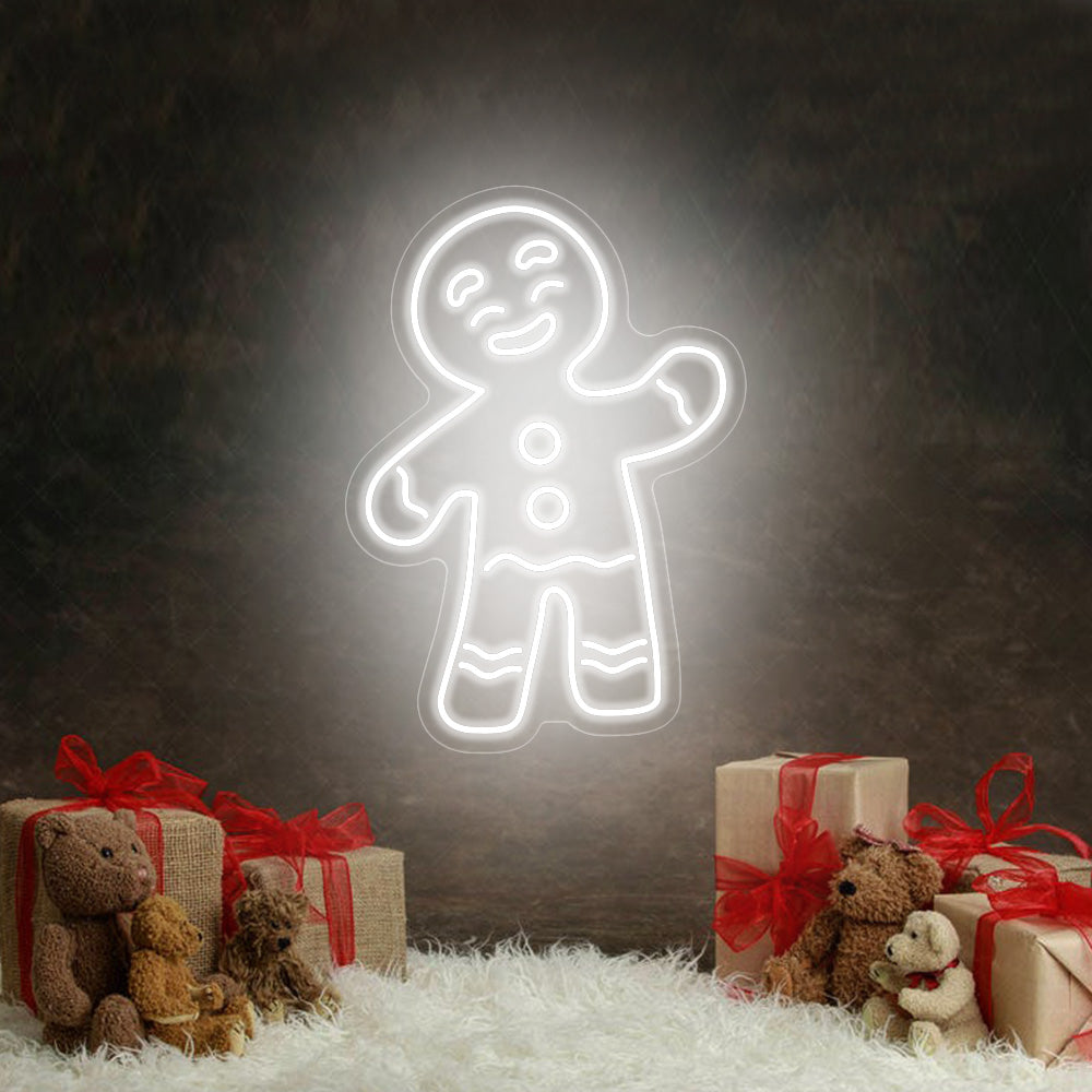 Snowman and Gingerbread Man LED Neon Sign in Orange