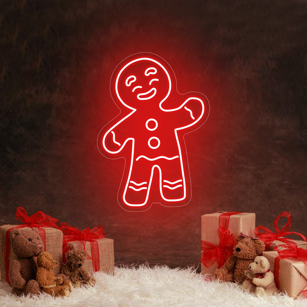 Snowman and Gingerbread Man LED Neon Sign in Yellow
