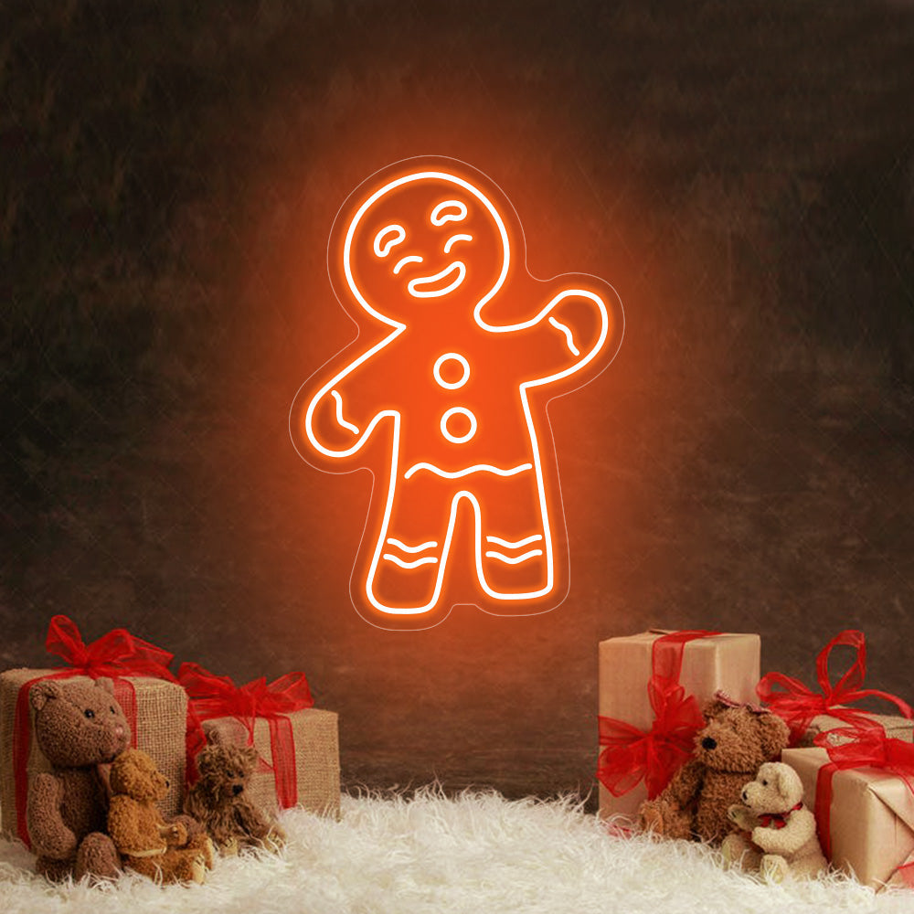 Snowman and Gingerbread Man LED Neon Sign in Green
