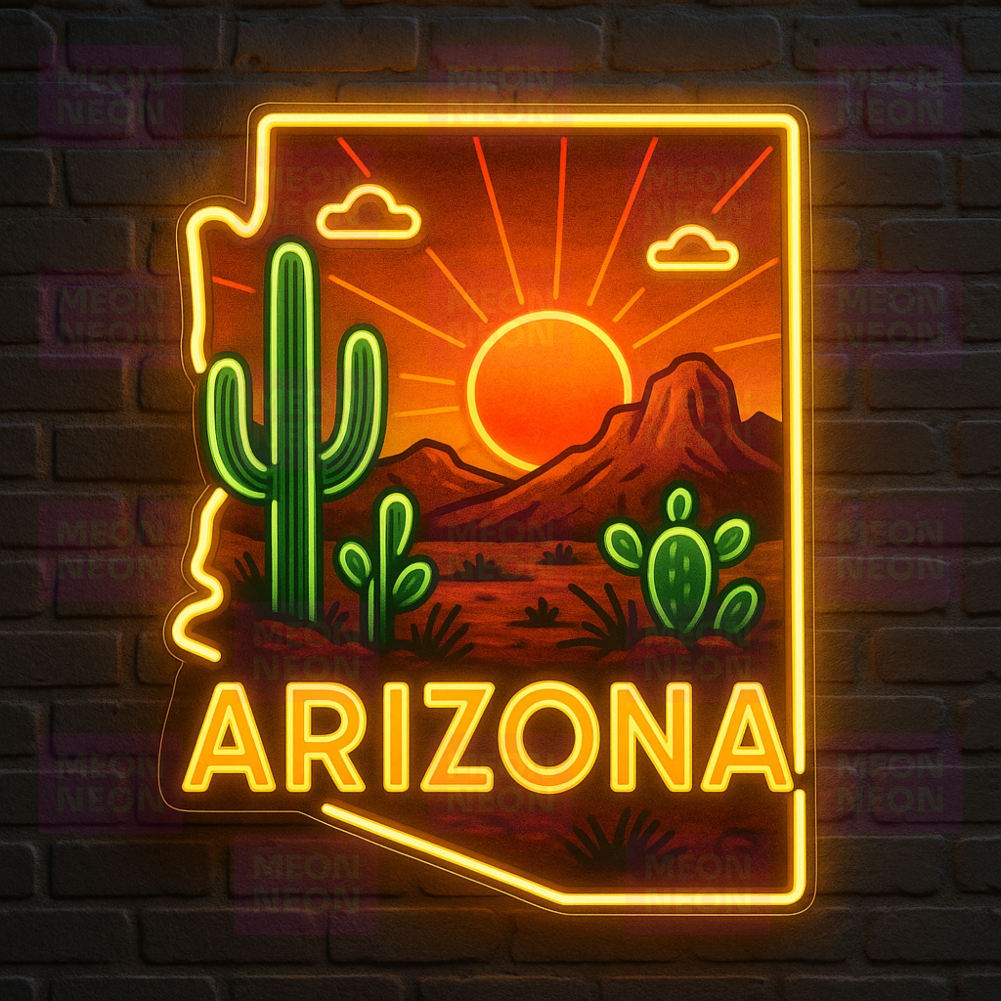 Sonoran Splendor - Arizona Desert Flora Neon Sign - MEON NEON