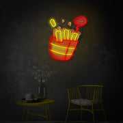 Spicy Fries LED Neon Sign | Fast Food Wall Art - MEON NEON