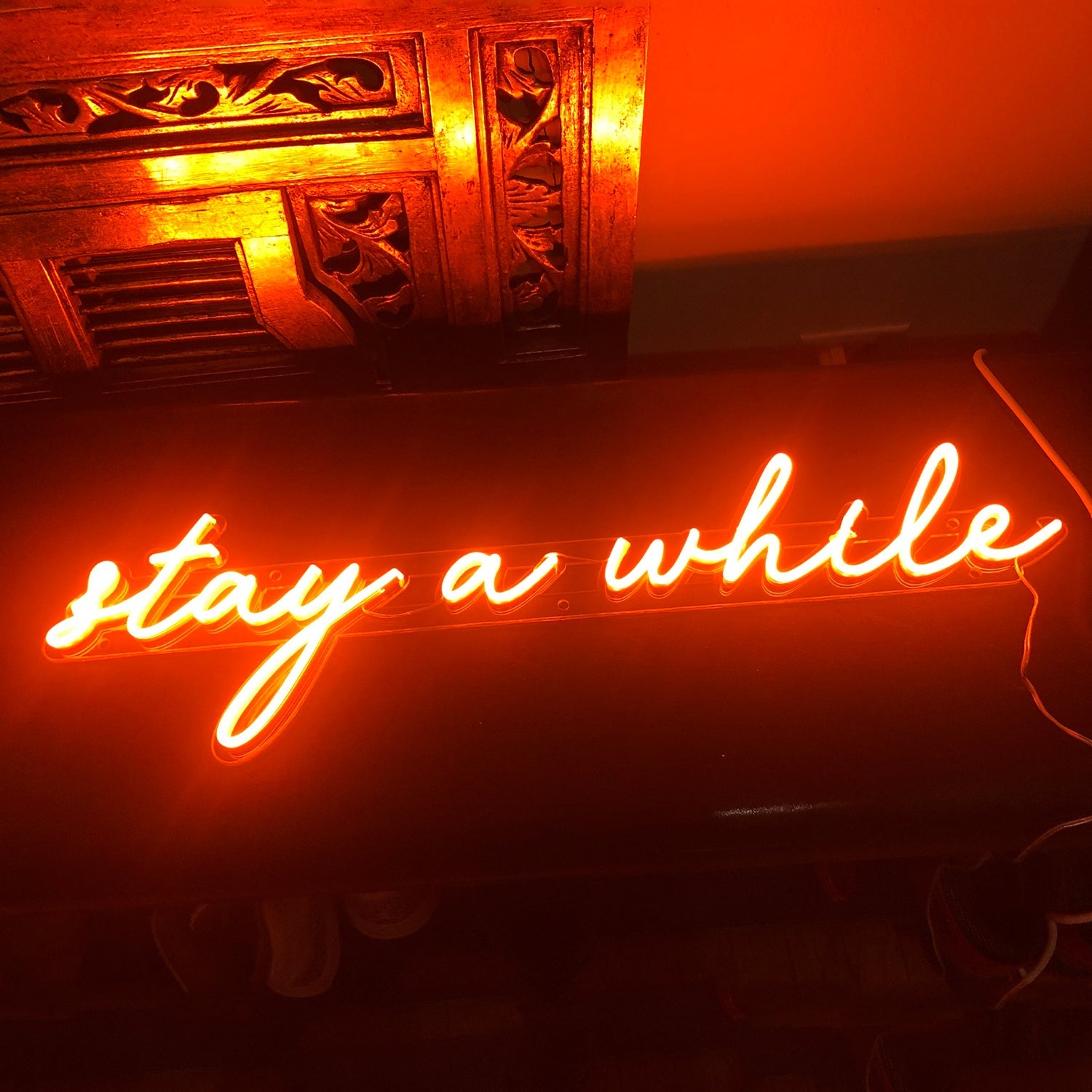 Stay a While LED Neon Sign