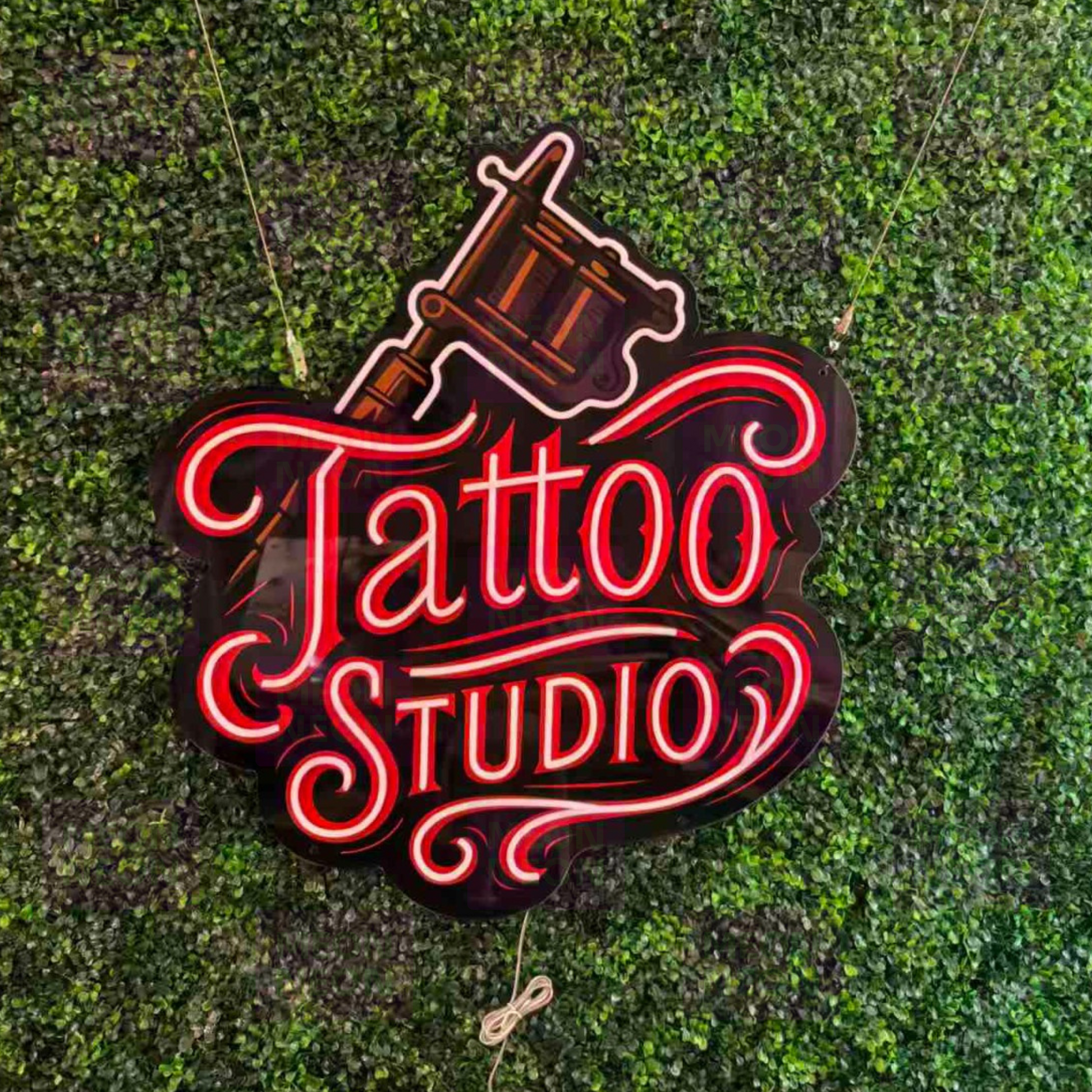 Tattoo Studio Machine LED Neon Sign - Professional Equipment - Script Lettering - Red & Orange Light - MEON NEON