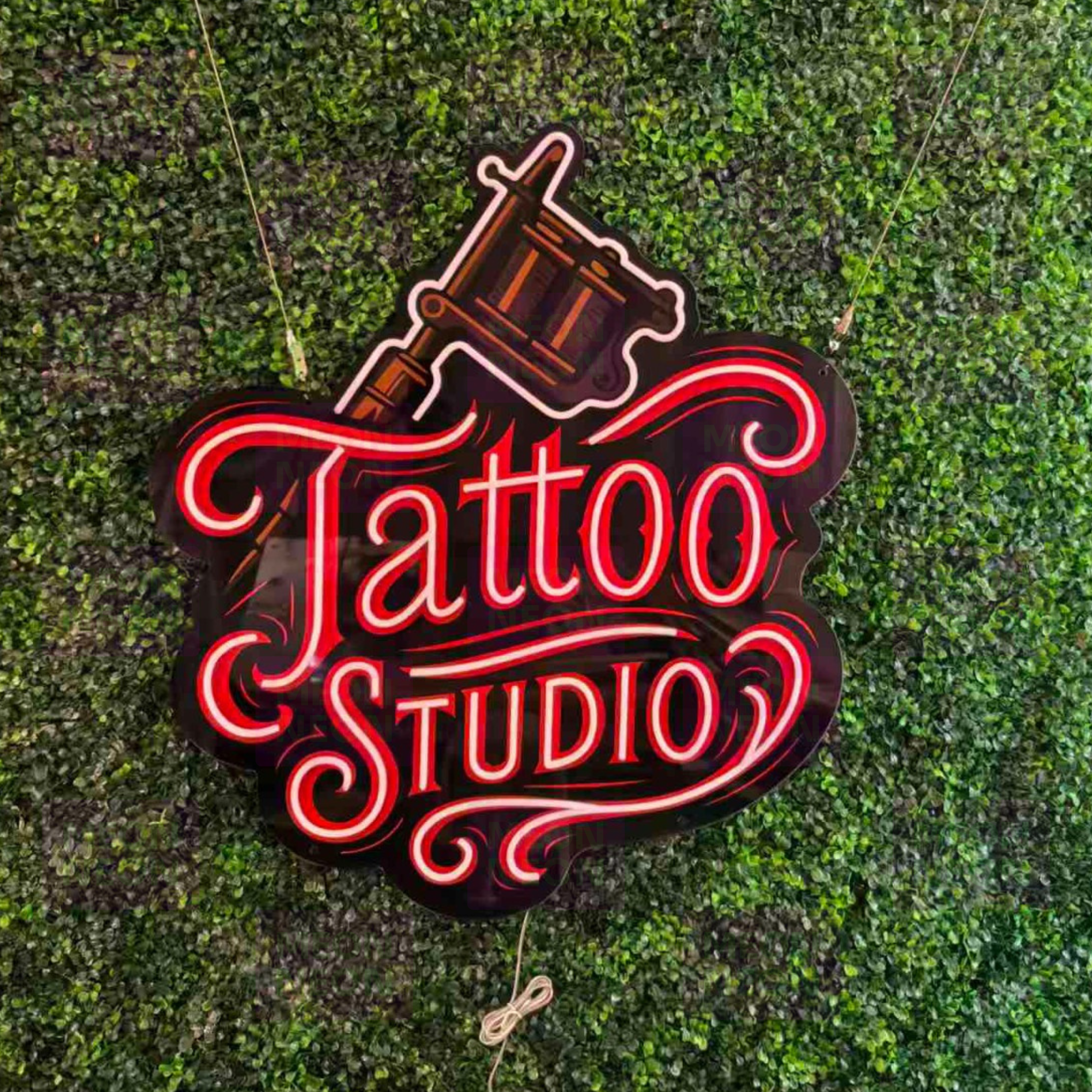 Tattoo Studio Machine LED Neon Sign - Professional Equipment - Script Lettering - Red & Orange Light - MEON NEON