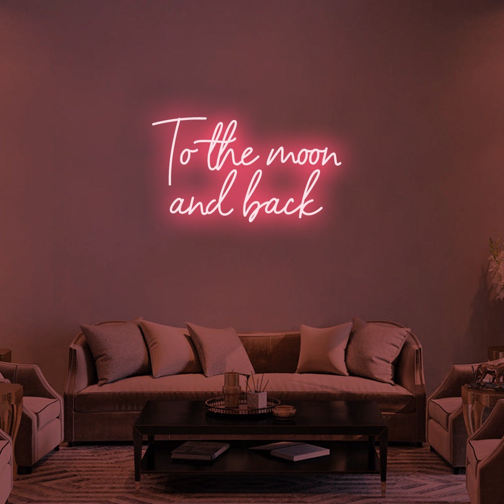 To the Moon and Back LED Neon Sign in Light Pink
