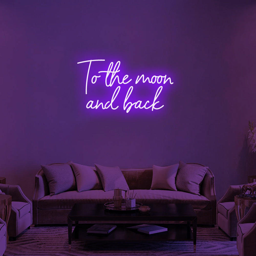 To the Moon and Back LED Neon Sign in Purple