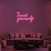 Treat Yourself LED Neon Sign (Style 1) in Hot Pink