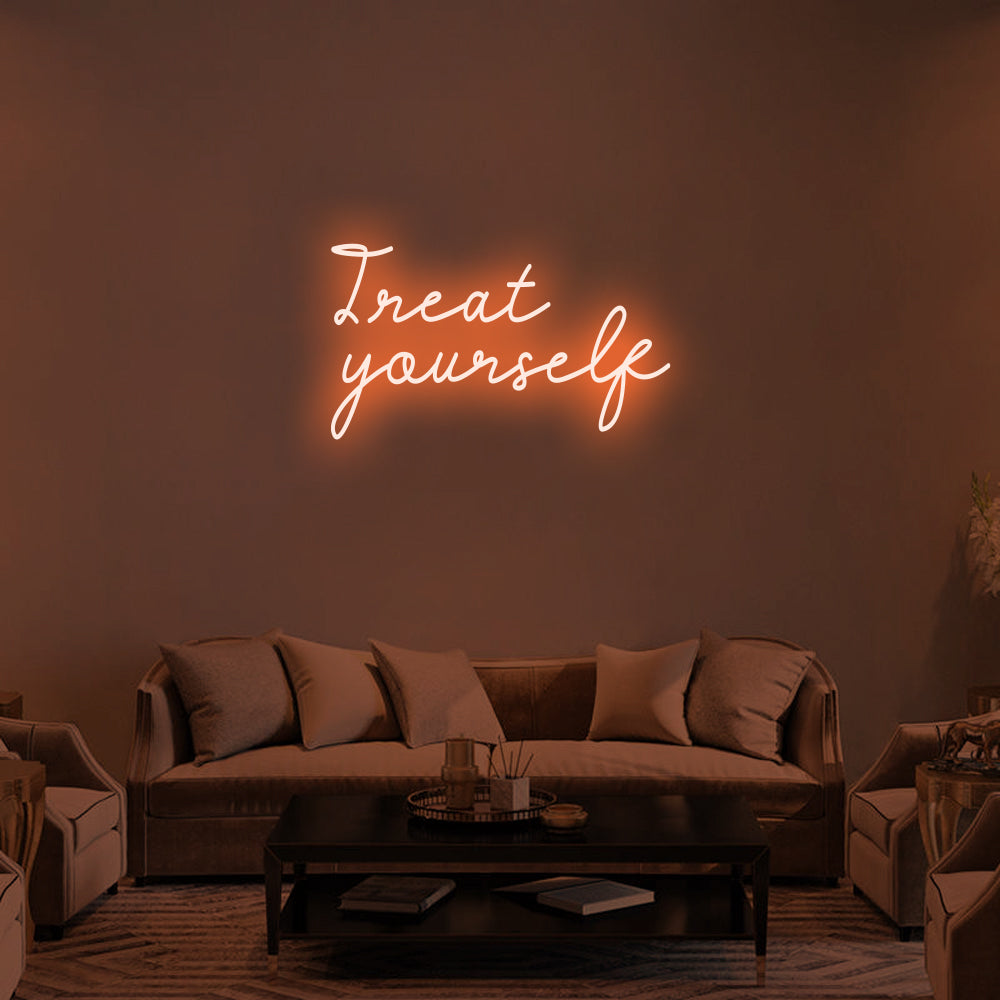 Treat Yourself LED Neon Sign (Style 1) in Orange