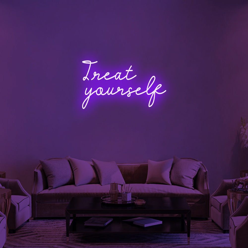Treat Yourself LED Neon Sign (Style 1) in Purple