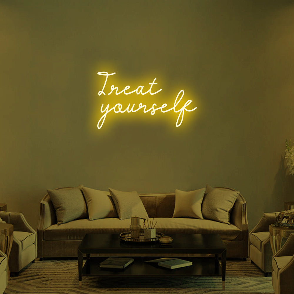 Treat Yourself LED Neon Sign (Style 1) in Yellow