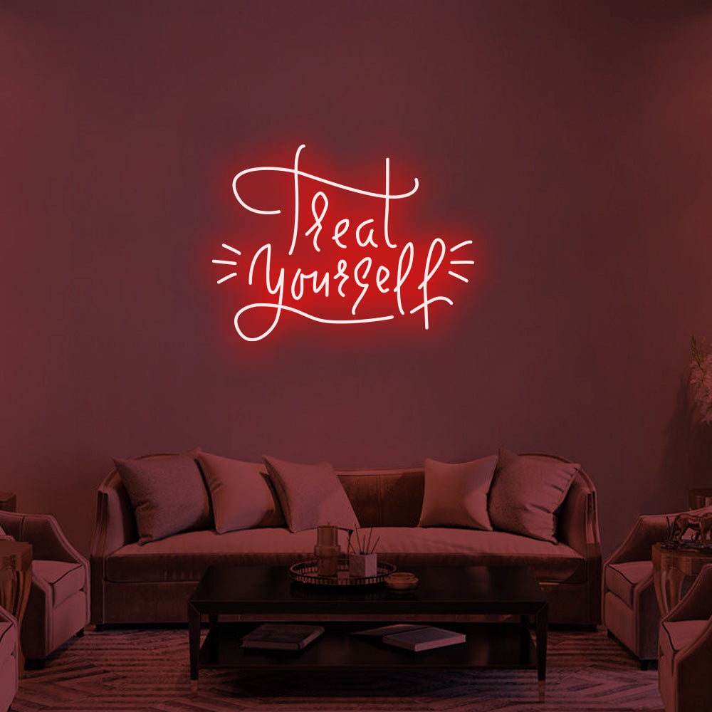 Treat Yourself LED Neon Sign (Style 2) in Red
