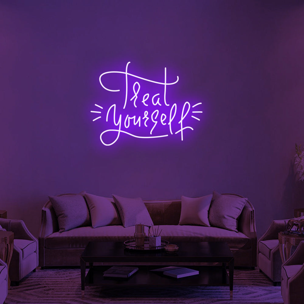 Treat Yourself LED Neon Sign (Style 2) in Purple