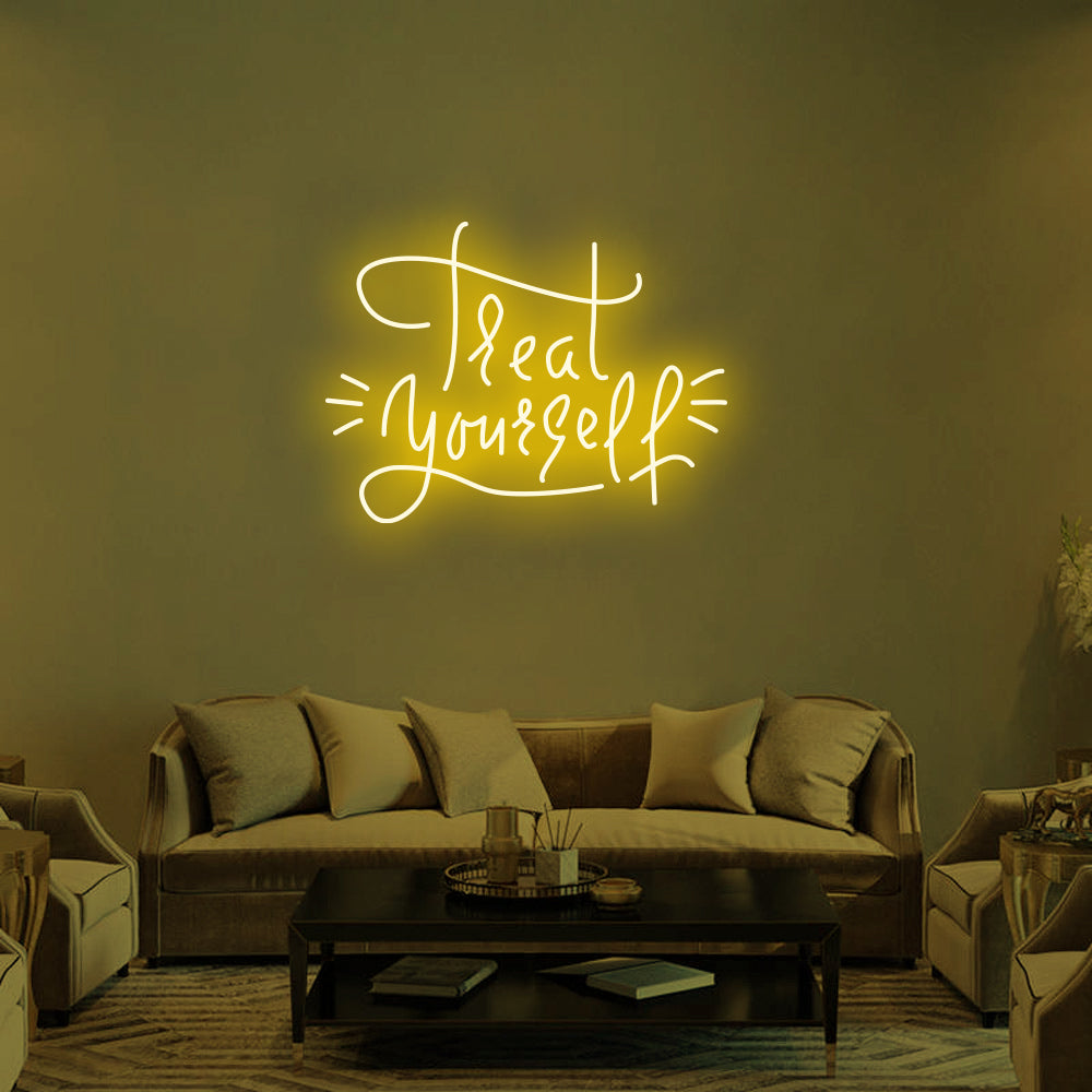 Treat Yourself LED Neon Sign (Style 2) in Yellow