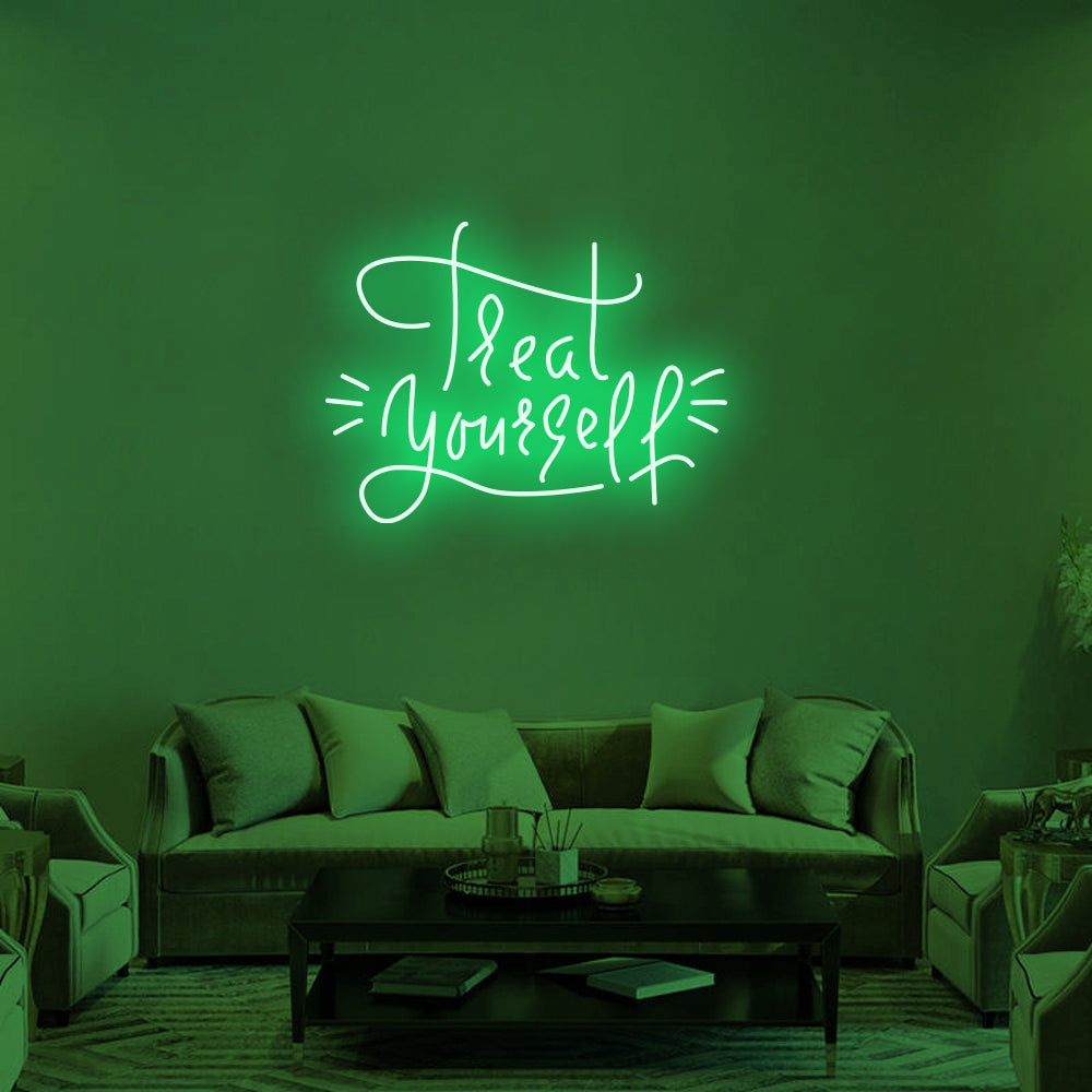 Treat Yourself LED Neon Sign (Style 2) in Green