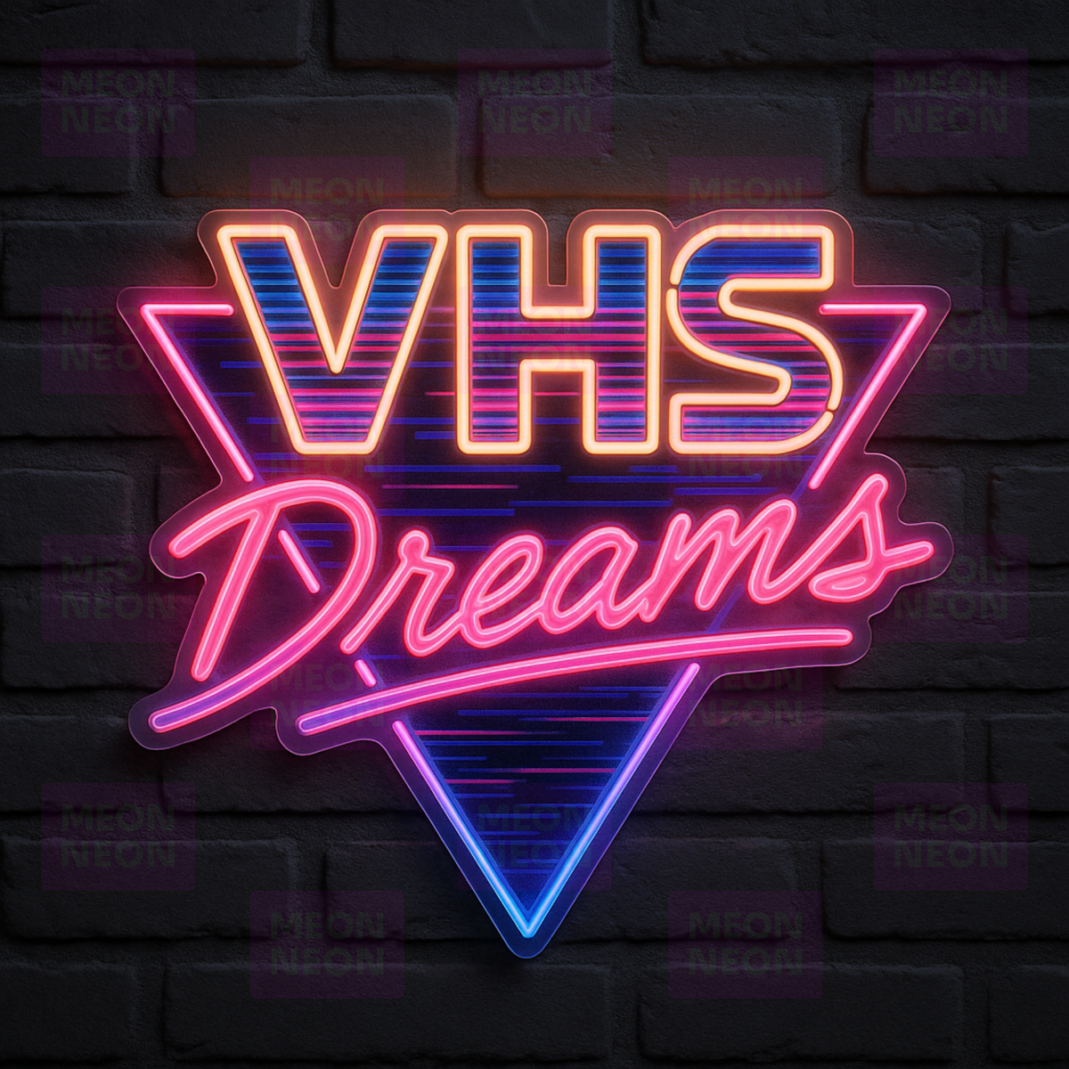 VHS Dreams LED Neon Sign - Retro Technology Synthwave - Triangle…