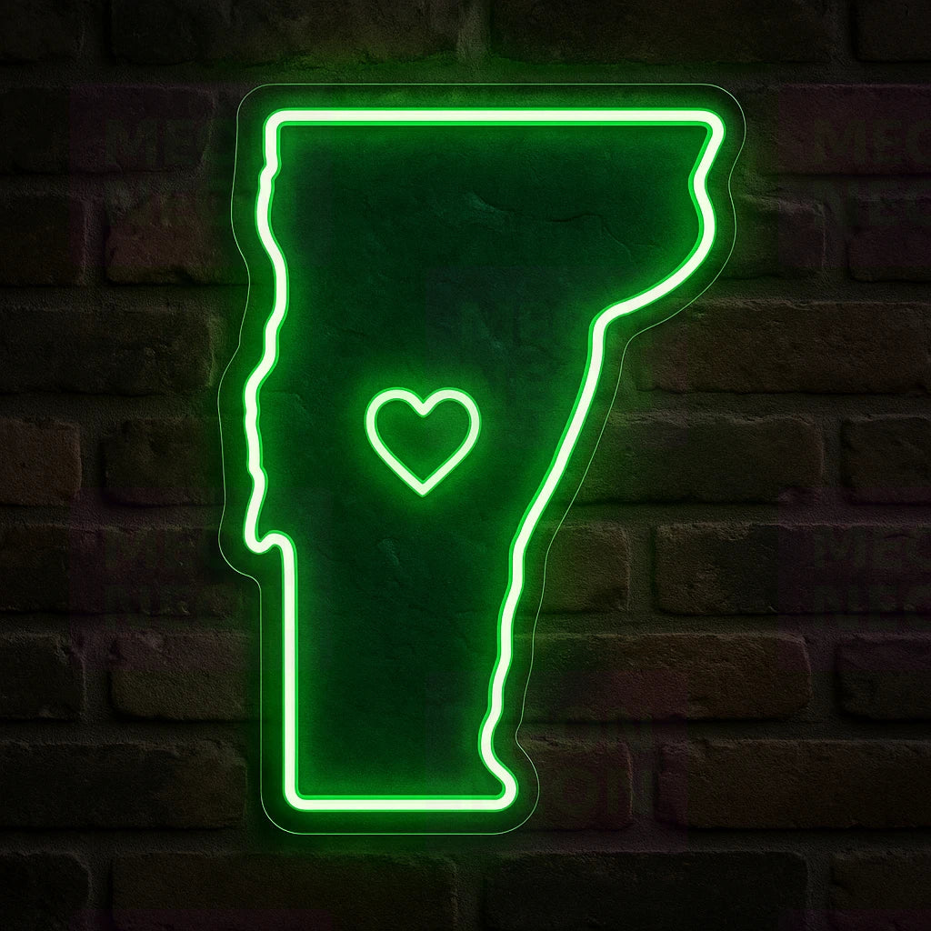 Vermont Silhouette Heart LED Neon Sign