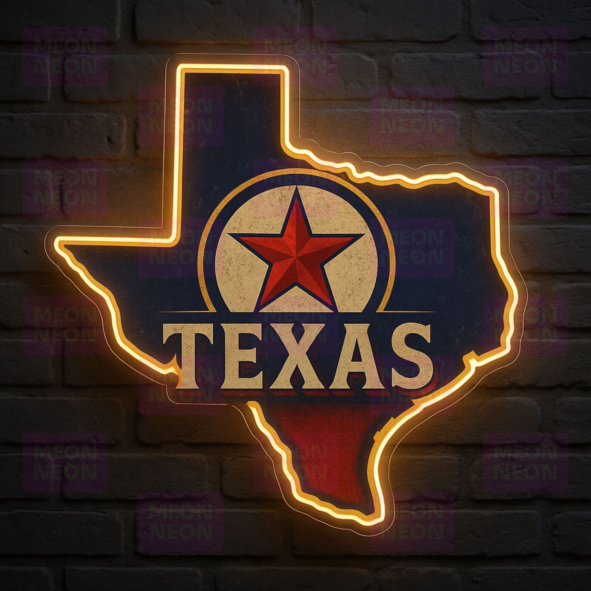 Vintage Texas Retro Star Badge Neon Sign - MEON NEON