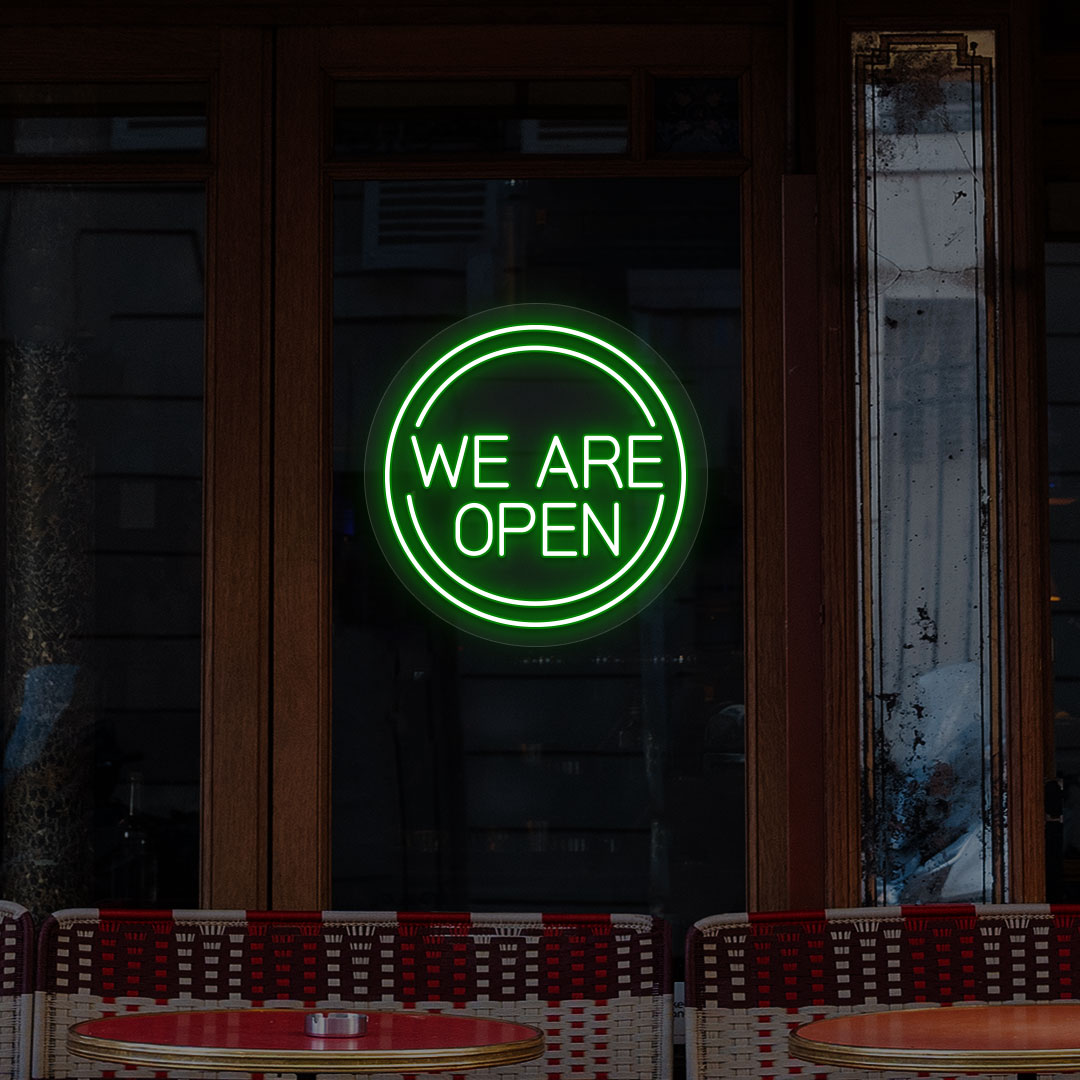 We Are Open Sign in Circle image 7