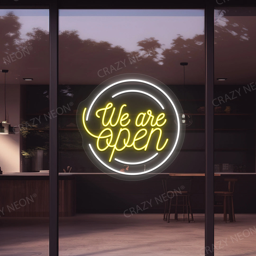 We Are Open Multicolor Round Sign image 2