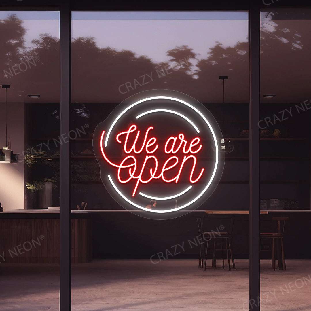 We Are Open Multicolor Round Sign image 3