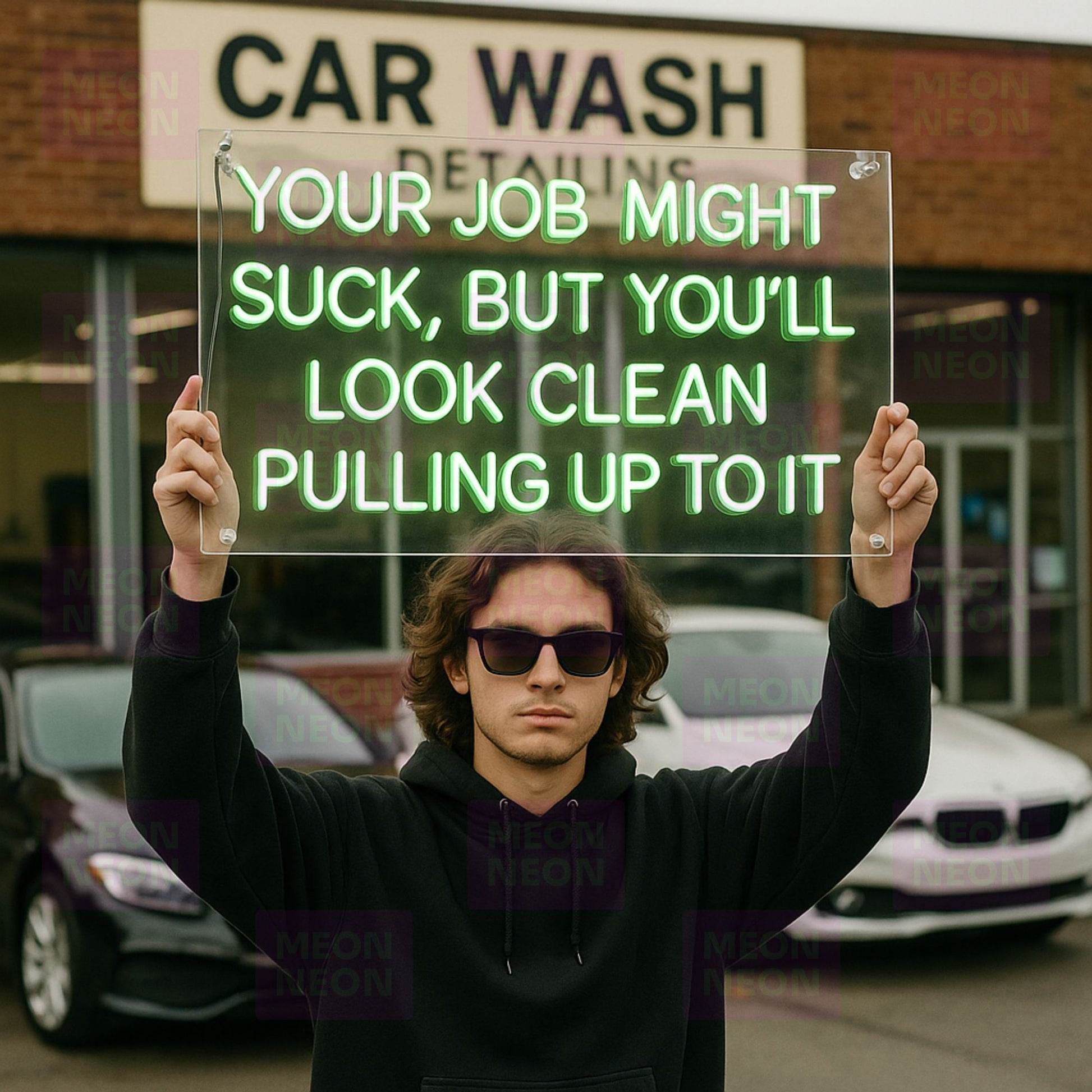 Your Job Might Suck, But You'll Look Clean Pulling Up To It - LED Neon Sign - MEON NEON