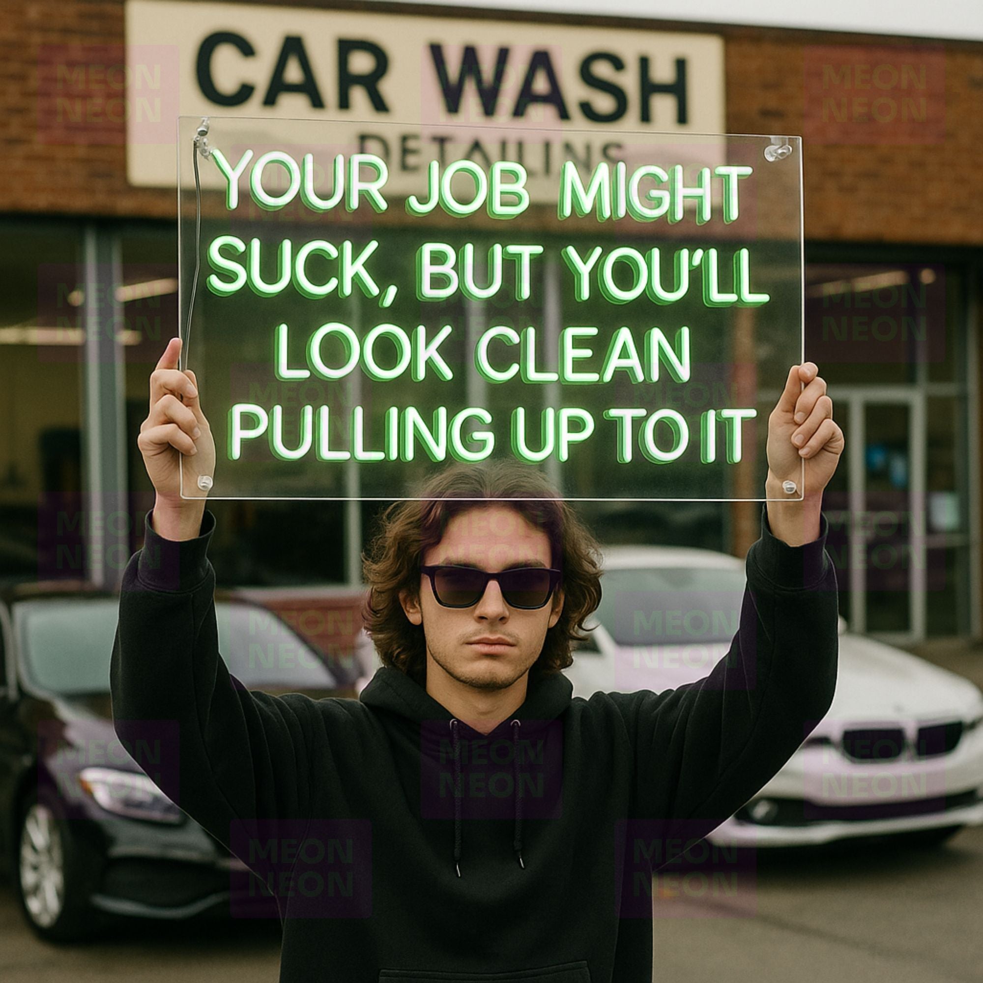 Your Job Might Suck, But You'll Look Clean Pulling Up To It - LED Neon Sign
