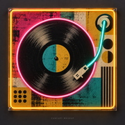 Moonlit Vinyl UV-printed LED neon concept with Pink / Teal / Amber accents
