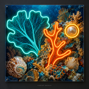 The Golden Reef UV-printed LED neon concept with Teal / Orange / Amber accents