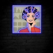 Chic Curly Hair Girl Art Work Neon Sign image 0