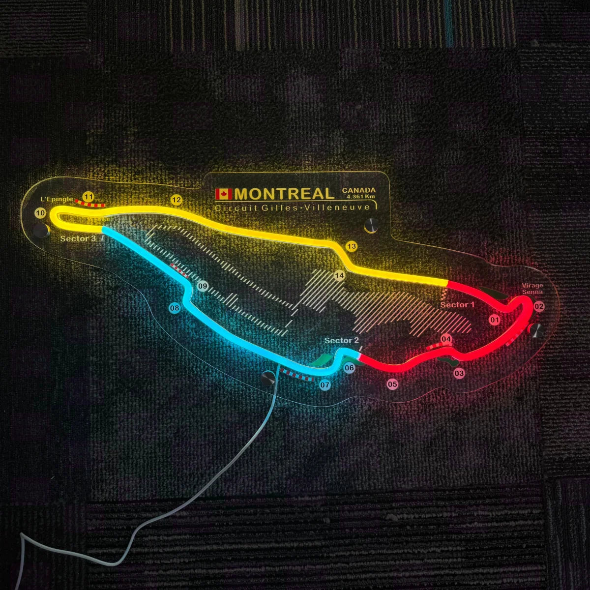 Circuit Gilles Villeneuve Neon Race Track Custom Neon Race Track - LED Neon Sign
