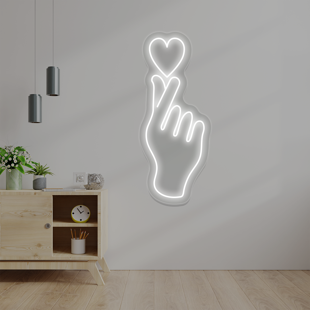 Heart On Fingers Love Neon Sign image 3