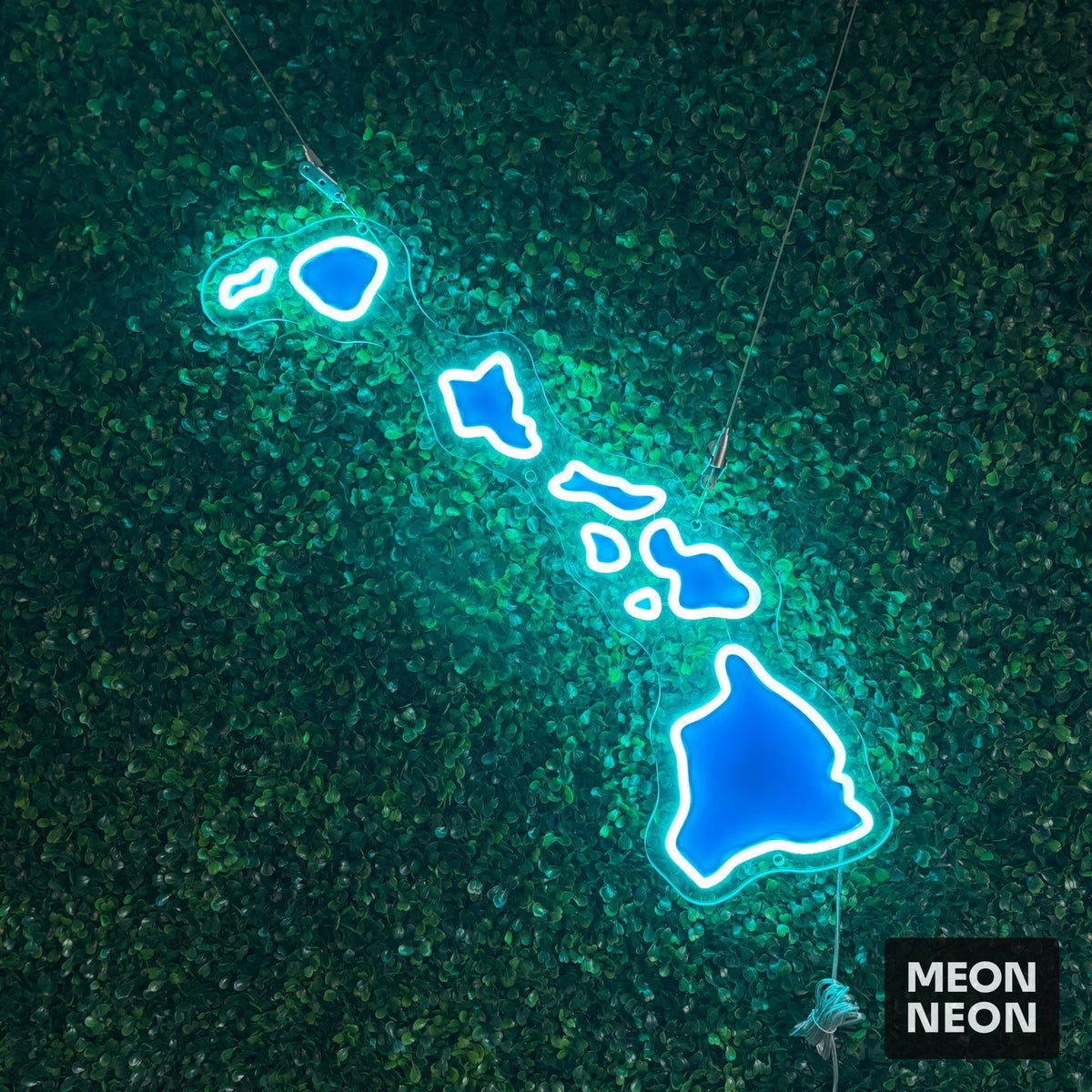 Hawaii Outline LED Neon Sign, real photo of a finished Meon Neon sign, lit