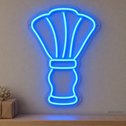 Watermarked concept mockup of the Mini Barber Brush LED Neon Sign in Blue on a clear acrylic backboard.
